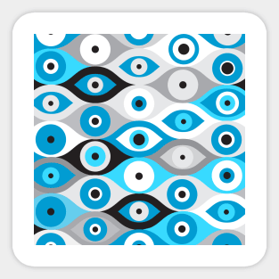 Greek Evil Eye pattern Blues and Greys Sticker